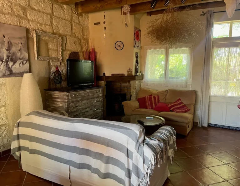 salon en pierre typique de la Camargue, au sud de la France pour des superbes vacances